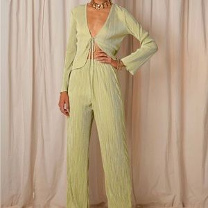 Peppermayo Barcelona Nights Green Plisse Two Piece Set